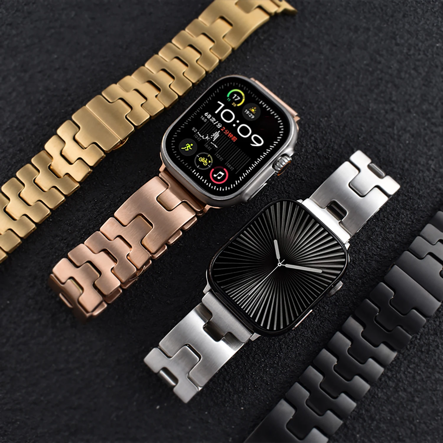 

Anti oxidation stainless steel metal strap for 22mm wide models for Apple Watch Ultra 49mm/46/45/44/42-38mm for iwatch S10/S9-3