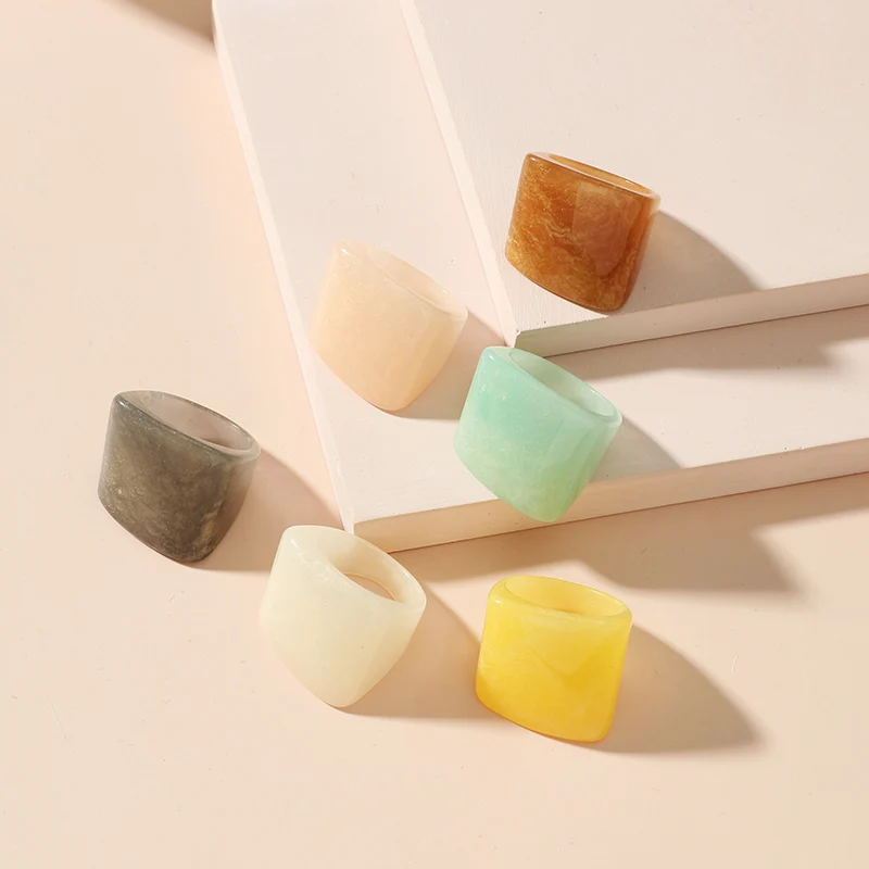 مزاج عصري، خاتم أكريليك بسيط وعصري مكون من 6 قطع #3