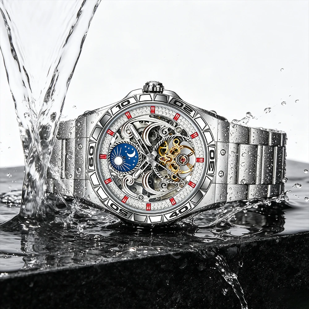 Luxury X I Watch - Luxuriöse Automatische Mechanische Herrenuhr Sternenhimmel Mondphase