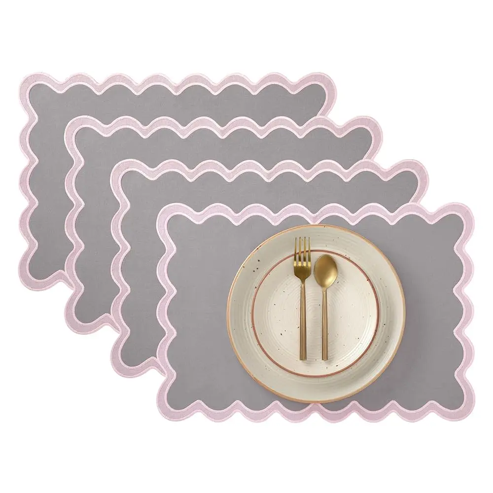 

Набор из 4-х подставок под тарелки Folkulture | Салфетки для сервировки стола (13 x 19) из 100% хлопка, тканые | Термостойкие подставки для стола для декора обеденного стола | С.