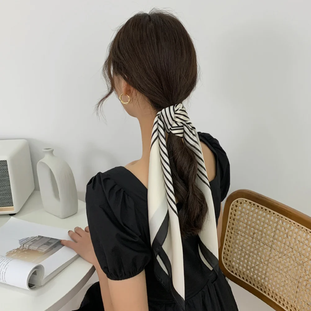 

Lovely Striped Silk Headband for Women Girls Soft Comfortable Hair Accessories White nament Lightweight Easy to Carry for Sports
