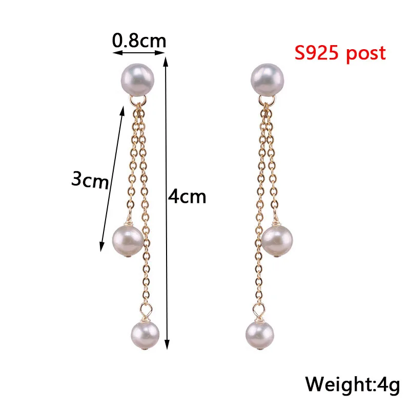 2 in 1 Pearl Tassel Earrings for Women Short Long Hanging Earrings Imitation Pearl Pendants Temperamental Dangle Earrings