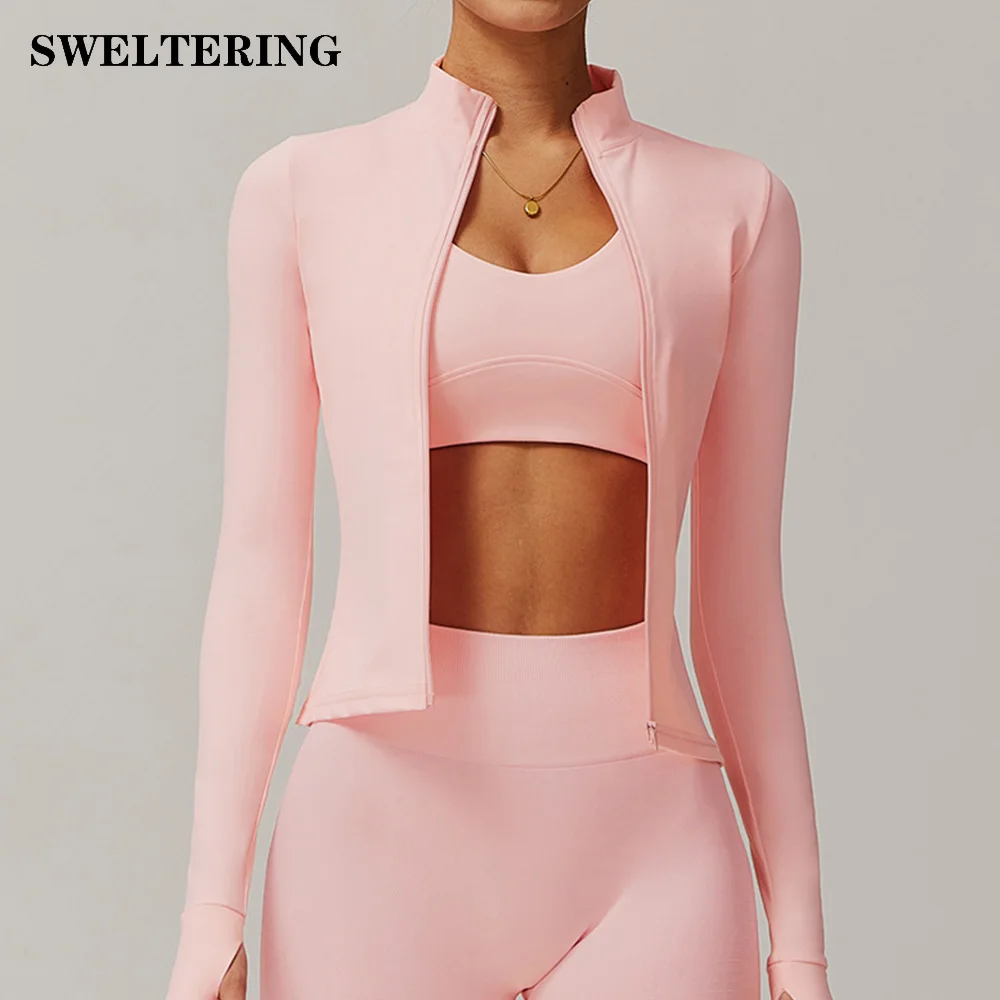 

Yoga Shirts For Women Zipper Long Sleeve Fitness Jacket Running Gym Clothes Workout Dry Fit Breathable High Elastic Sports Top