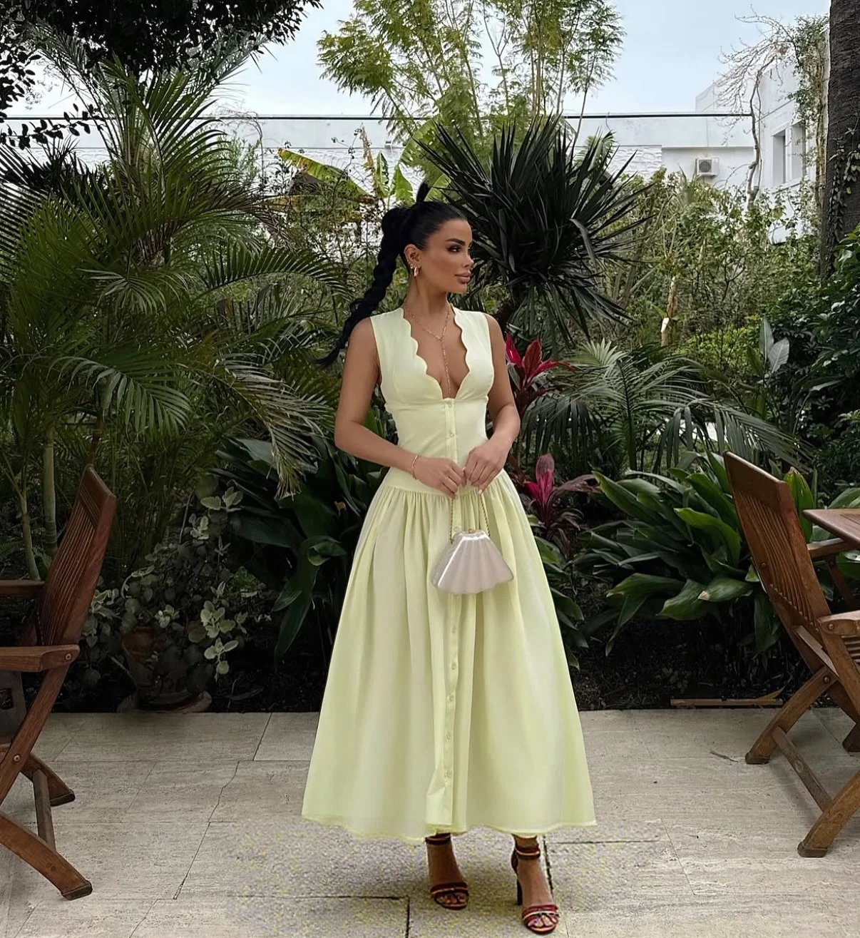 

Elegant A-Line Dress Women Summer Street Fashion Slim Sleeveless Long Dresses Vacation Casual Beach Party Dress 2025