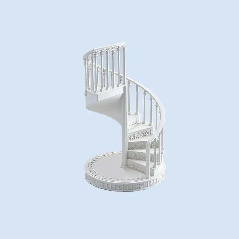 ✔1/12 Scale Miniature Spiral Staircase Model,Dollhouse Scene Deco,Prop for Photography,Dollhouse Furniture Accessory