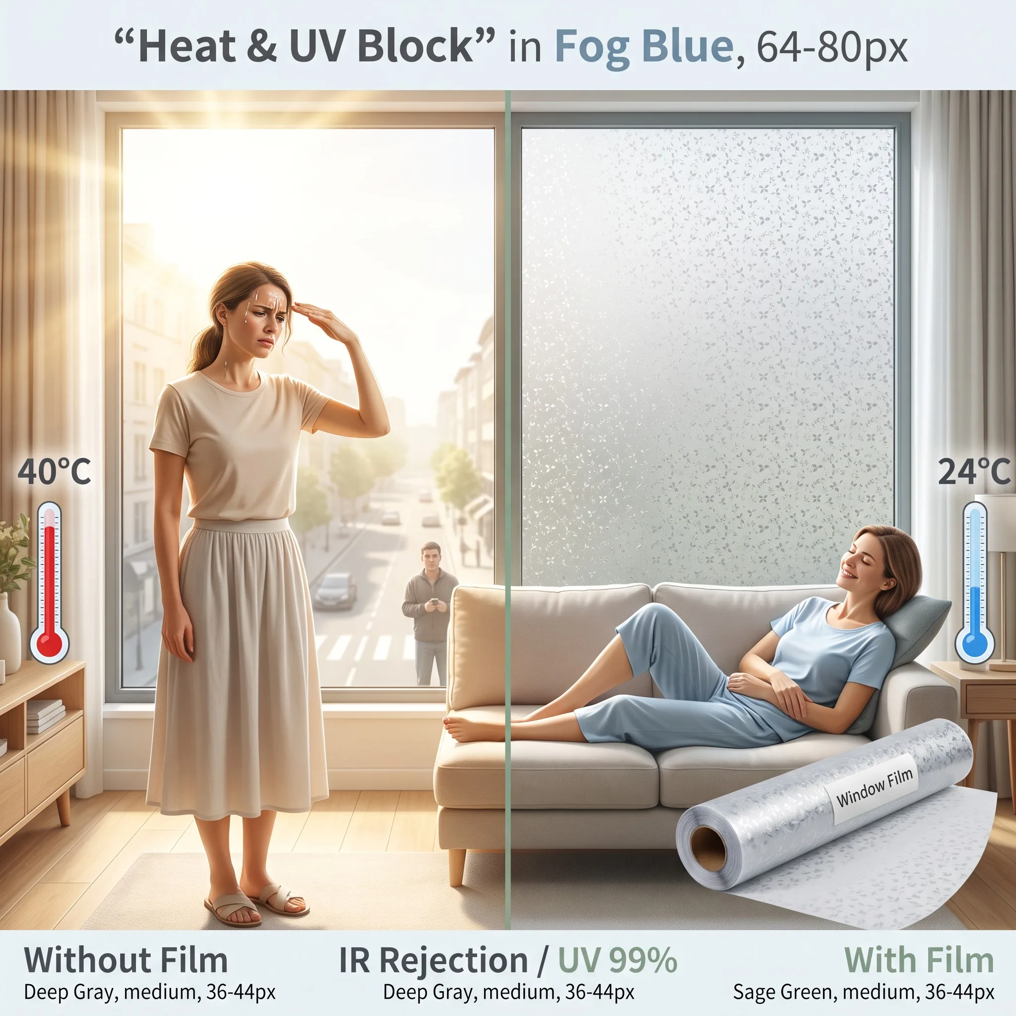 Privacy Frosted Window Film Decorative Static Cling Window Sticker Translucent Window Decal for Bathroom for Glass Door