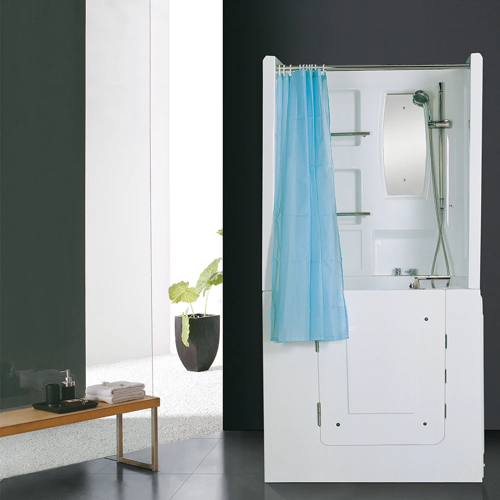Walk In Tub Shower Combo Bathtub For Old People Acrylic Soaking Tub With Door Easy Access Home Bathroom Use