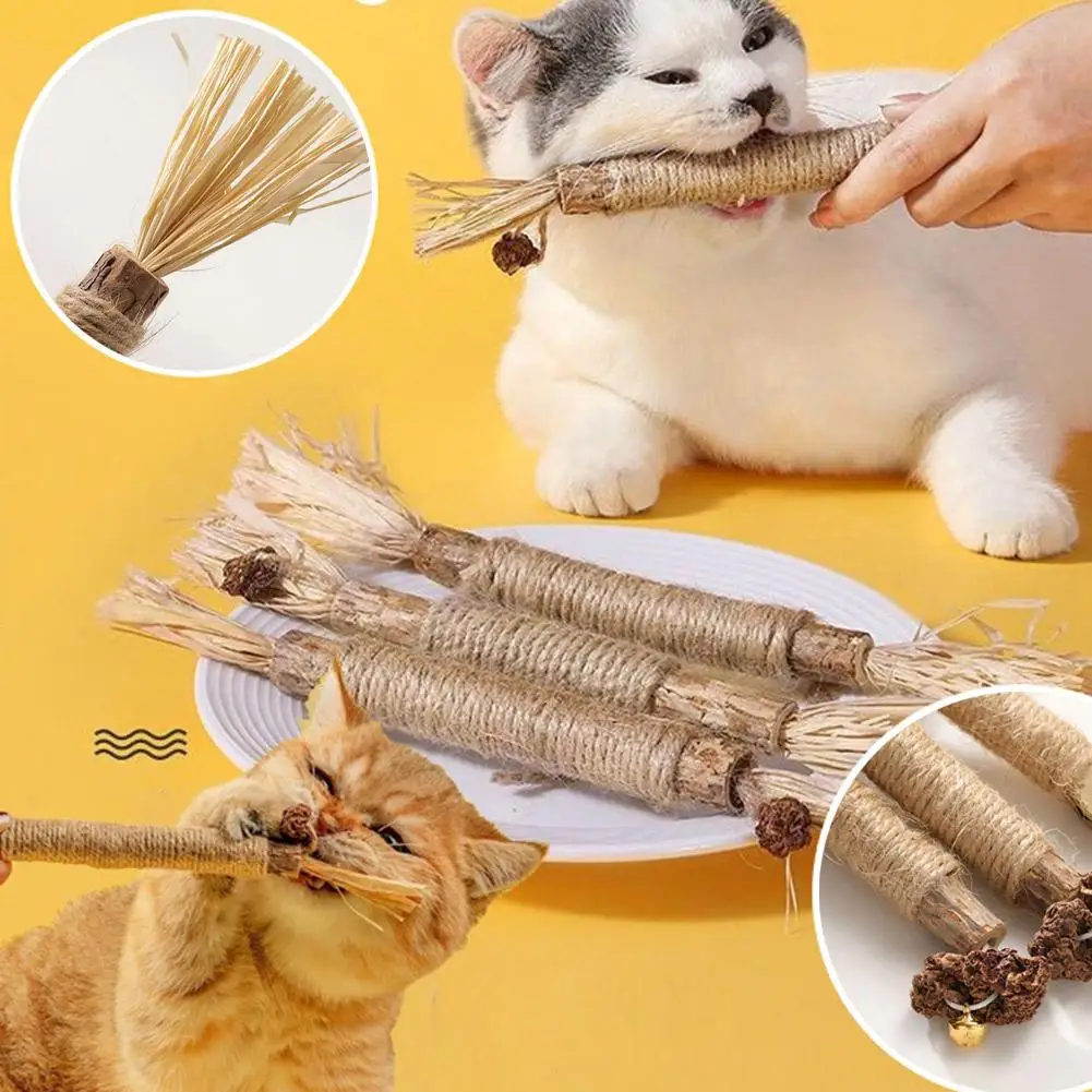 Giocattoli per gatti Pulizia dei denti Silvervine Bastone da masticare Snack per animali domestici Bastoni Roba naturale con erba gatta per gattino Erba gatta Stuzzicare da masticare per O2R5
