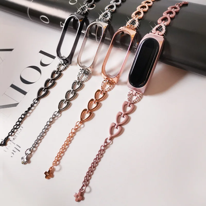 สำหรับ Xiaomi Mi 6พร้อมสาย Mi 5 4 3ฟิตเนสปรับสร้อยข้อมือโลหะเหล็กรุ่น Smart สายรัดข้อมือ