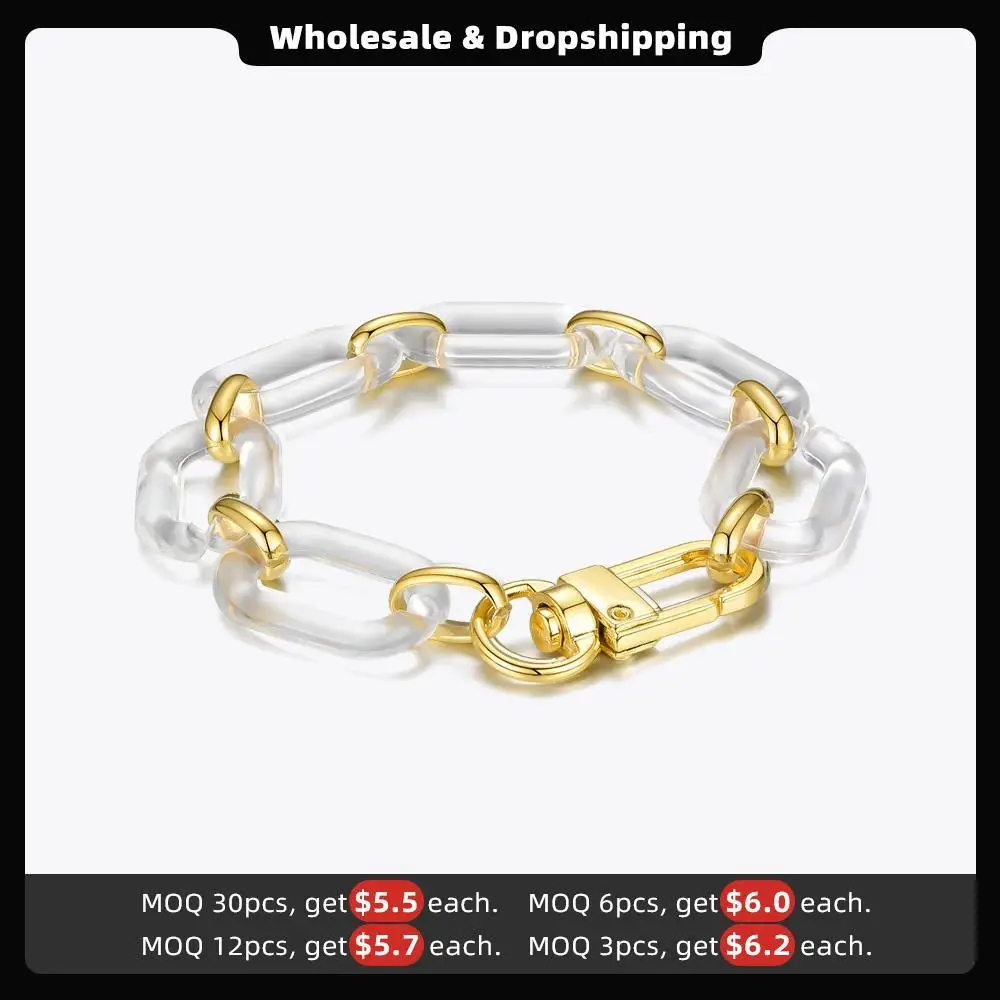 ENFASHION Resin Oval Chunky Bracelets For Women Big Chain Bracelet Gold Color Stainless Steel Pulseras Fashion Jewellery B2179