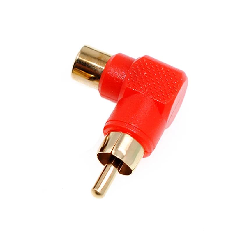 Lot De 4 Adaptateurs RCA 90° Plaqué Or – Mâle Vers Femelle Coudé (2 Rouge + 2 Noir) – Connexion Audio Vidéo Stable Et Gain De Place