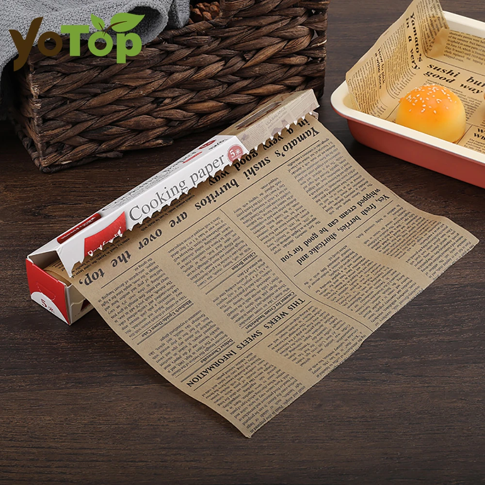 Retro English Newspaper Food Grade Grease Paper Bread Sandwich Burger Fries Wrappers Cookie Food Accessories for Baking Kitchen