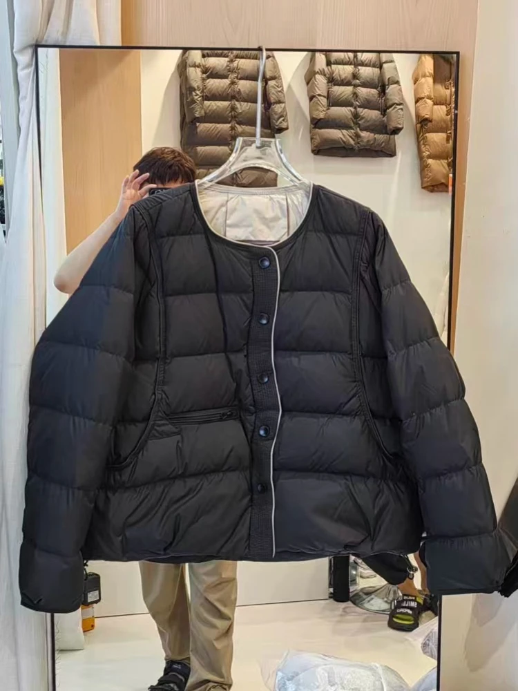 Doudoune légère en duvet de canard blanc simple pour femme, version coréenne, col rond, nouvelle collection automne et hiver 2025