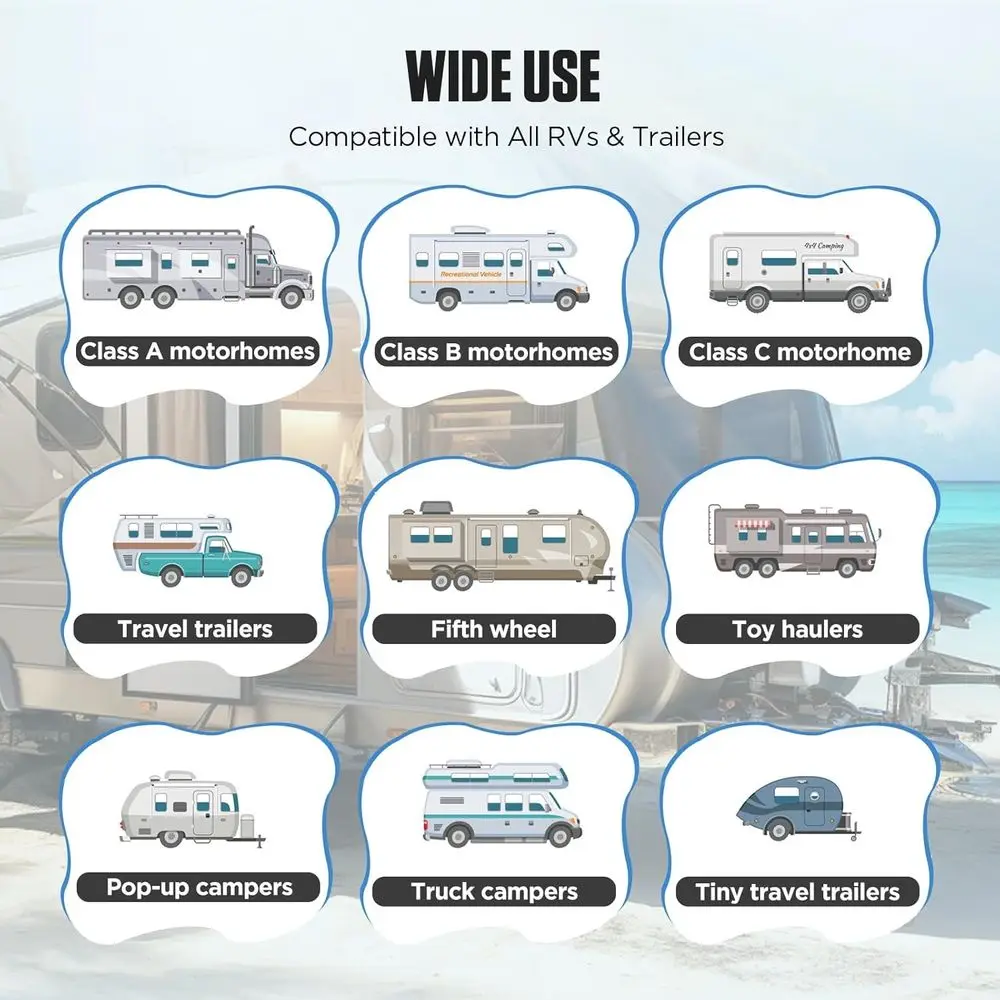 نظام تسوية Rv، يجب أن يكون لدى العربة لا يتطلب تطبيقًا وهاتفًا، أداة تسوية لاسلكية ذكية لملحقات مستوى مقطورة السفر