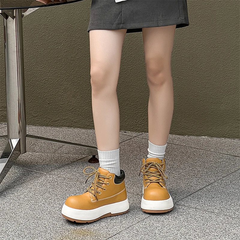 Original Design Hight Quality Outdoor Leather Boots For Men Women Couple Height Increasing Shoes Black Hombre Casual #Q20230575