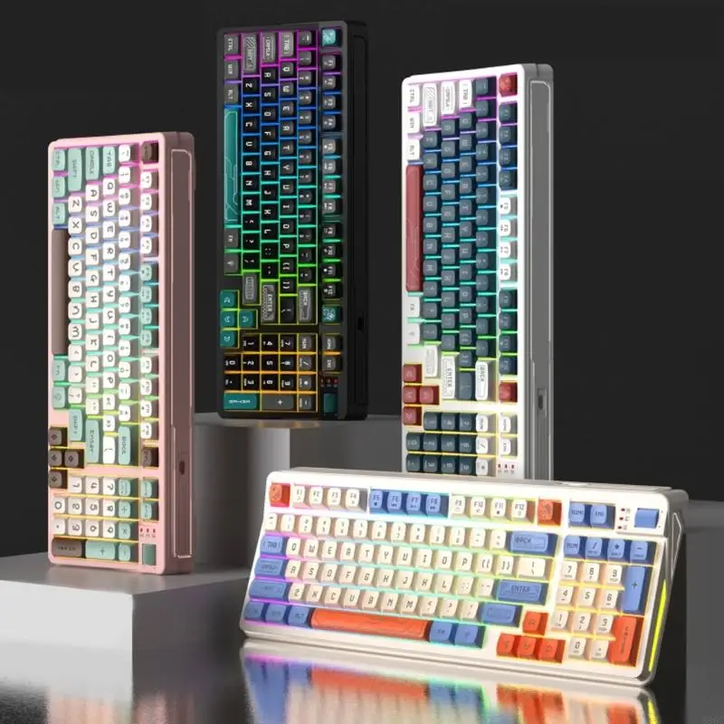 

RGBs Backlits Mechanical Feel Cord Keyboards 97Key Compact Design Dedicated Volumes Knob ABS Construction For PC 896C