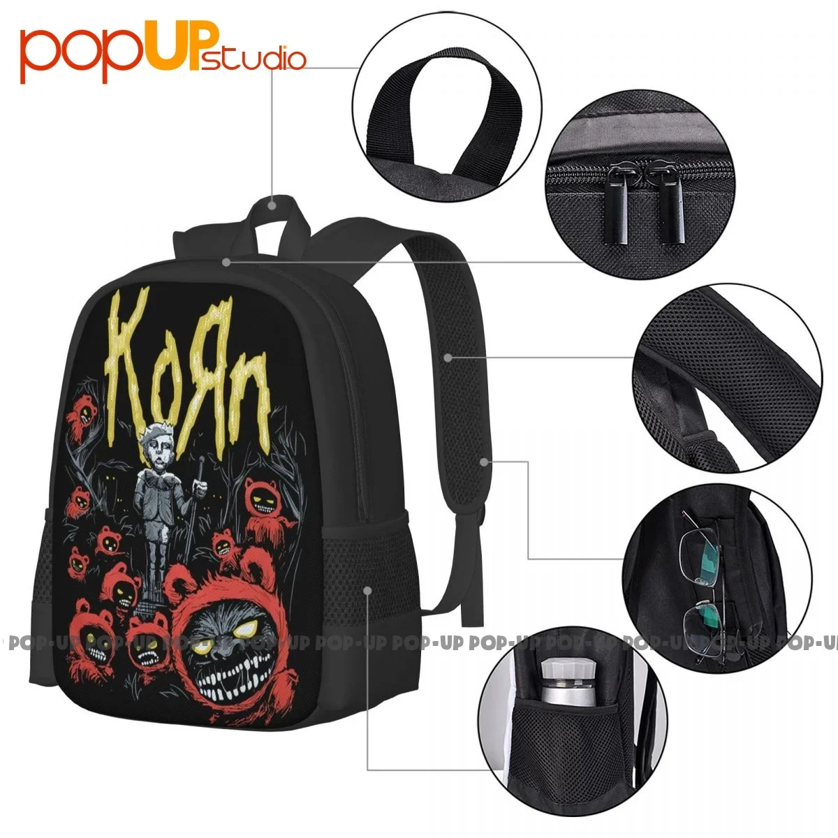 Mochila de grande capacidade banda coreana, impressão artística bonito, multifuncional personalizado