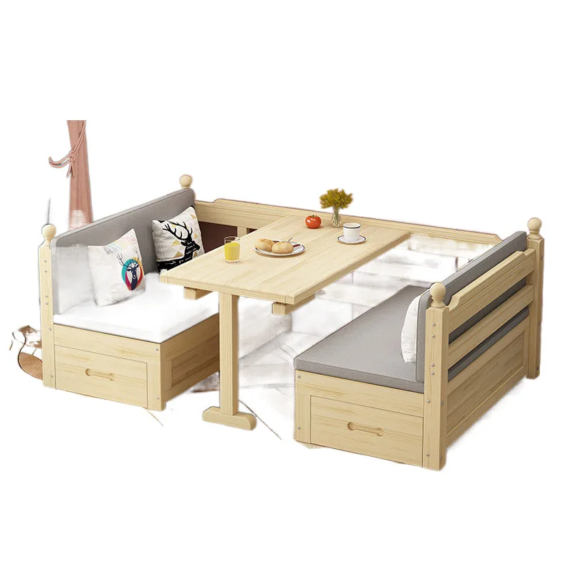 

Solid wood sofa bed living room small apartment foldable dual-purpose multi-function, desk storage