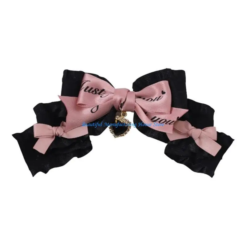 

E56A Cool Girl Bowknot Hair Clip Teenager Girl Side Clip Goth-Subculture Hairclips