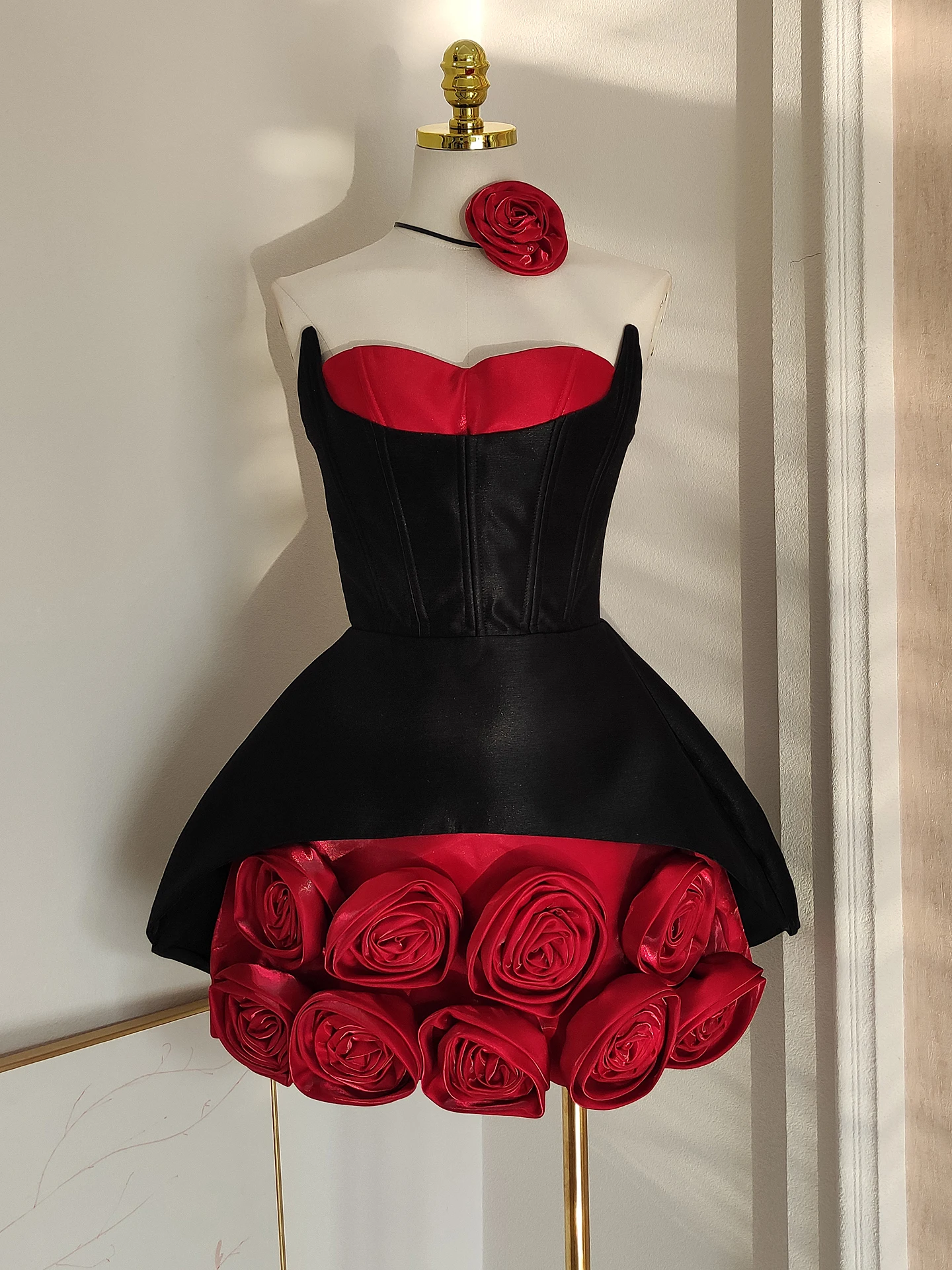 

High Quality Sexy Strapless 3D Flower Designer Women's Party Dress A Line Evening Party Birthday Elegant Cocktail Dresses New