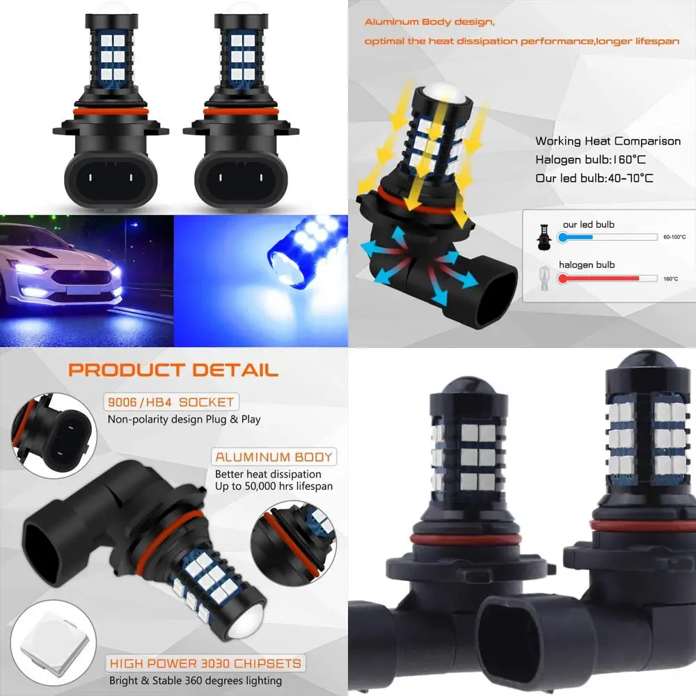 

9005 9006 HB3 HB4 Светодиодные лампы 10000K Deep Blue H10 Xtreme Супер яркие противотуманные фары или дневные ходовые огни (лампы DRL) Hig