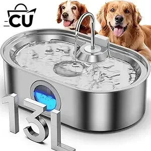Large Dog Water Dispenser, 13L Stainless Steel Pet Drinking Fountain with Spacious Drinking Area, Automatic Operation
