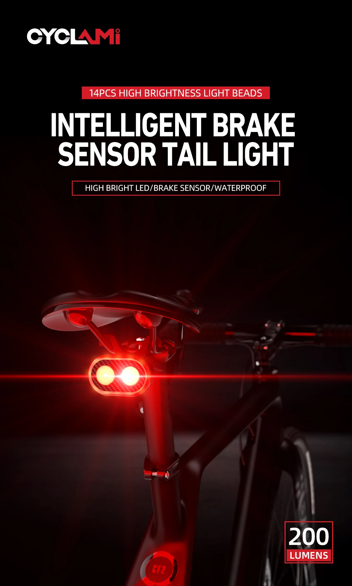 Feu arrière de vélo rechargeable USB étanche RUR - ZERODIS - RE388 Feu arrière de vélo rechargeable USB étanche RUR - ZERODIS - RE388