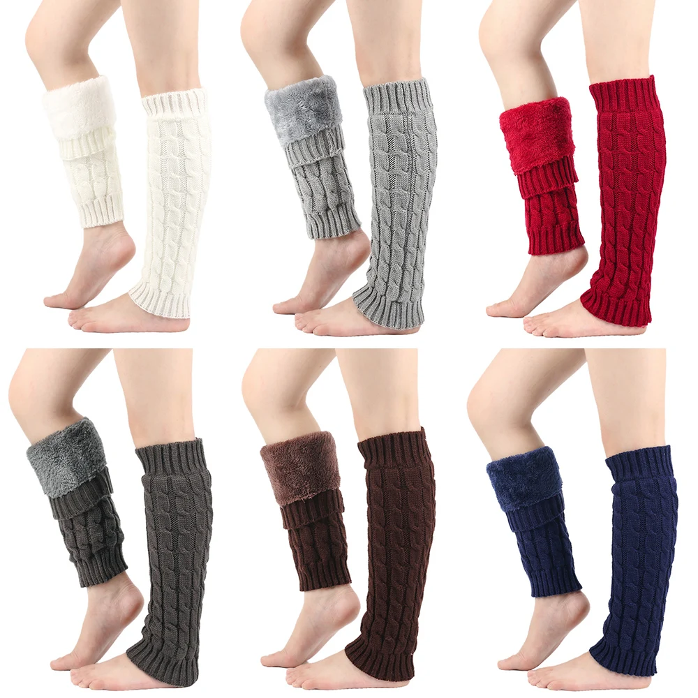 Y2K Women's Leg Warmers Long Socks Fleece Winter Knitted Foot Cover Arm Warmer Sleeve Knee Length Crochet Heap Sock Boot Cuffs