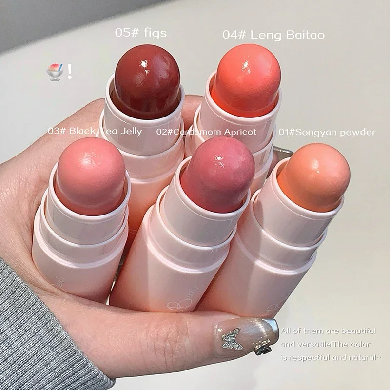 Bâton de fard à joues lisse rose fumé, crème longue durée, imperméable, éclaircissant naturel, couleur extensible, Rouge pour le visage, Contour des joues