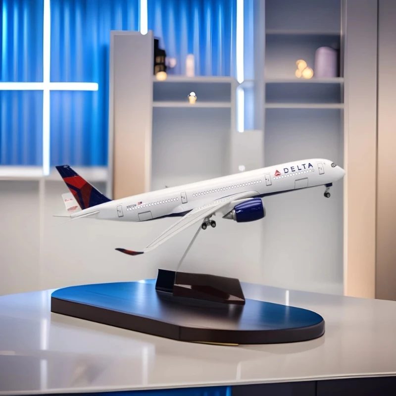 

1/142 Scale 47CM Airplane A350 Delta Airways Airplane Model Toy with Wheel Landing Gear Aircraft Model Plane for Collectible