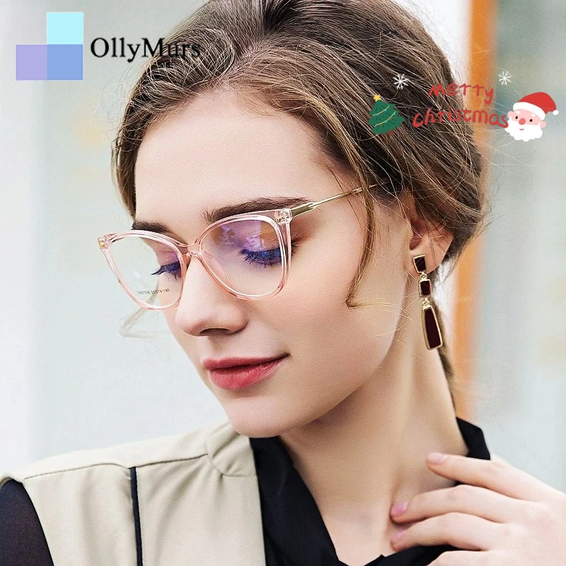 

OLLYMURS модные очки для близорукости из сплава-бабочки TR90 ретро сверхлегкие кошачий глаз оптические очки по рецепту оправа женские очки