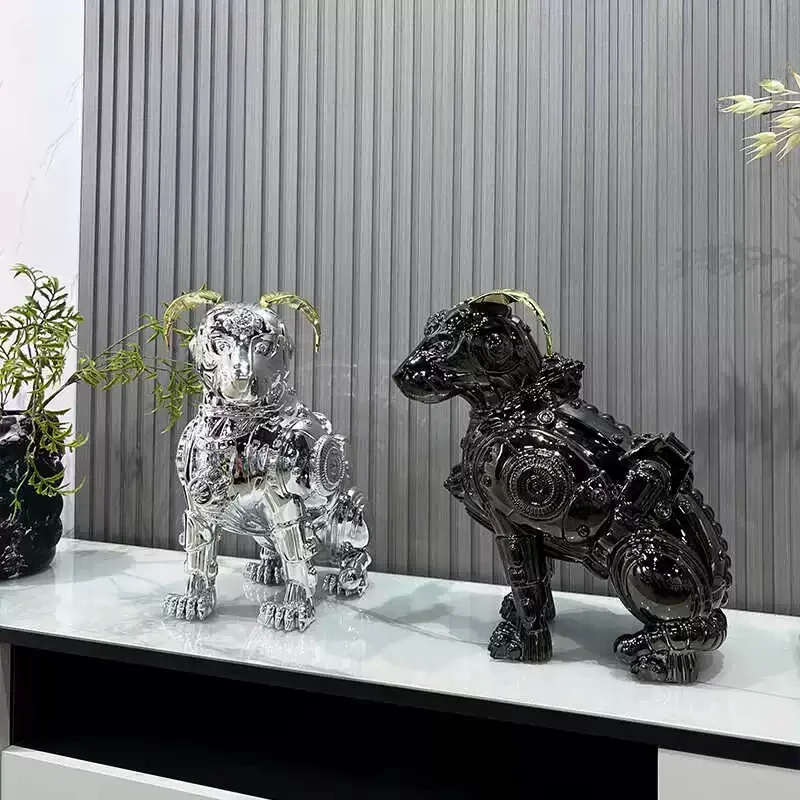 Modern Light Luxury Mechanical Dog Figurine Showroom, Creative Living Room , Home Soft Furnishing Decorations.
