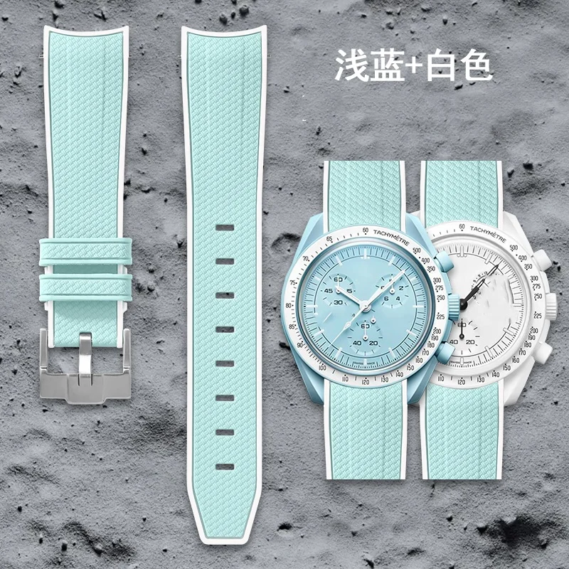 Schnellwechsel-Armband aus Silikon, 20 mm, für Omega, Swatch MoonSwatch, Rolex, gebogenes Taucherarmband, elastisches Gummi-Uhrenarmband. – Detail 8
