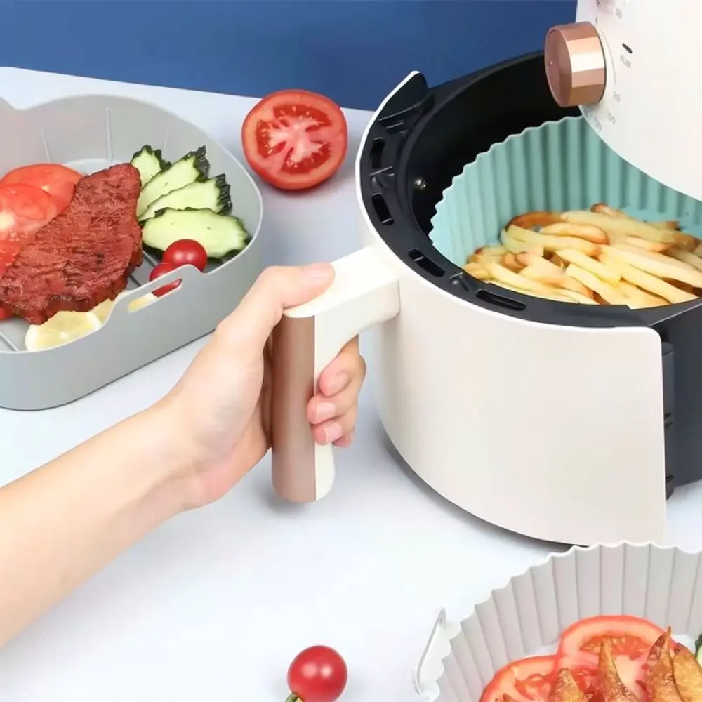 Air Fryer Silicone Pot Liner - Quadratischer Silikon-Auflaufkorb für Heißluftfritteusen, wiederverwendbare Backform,