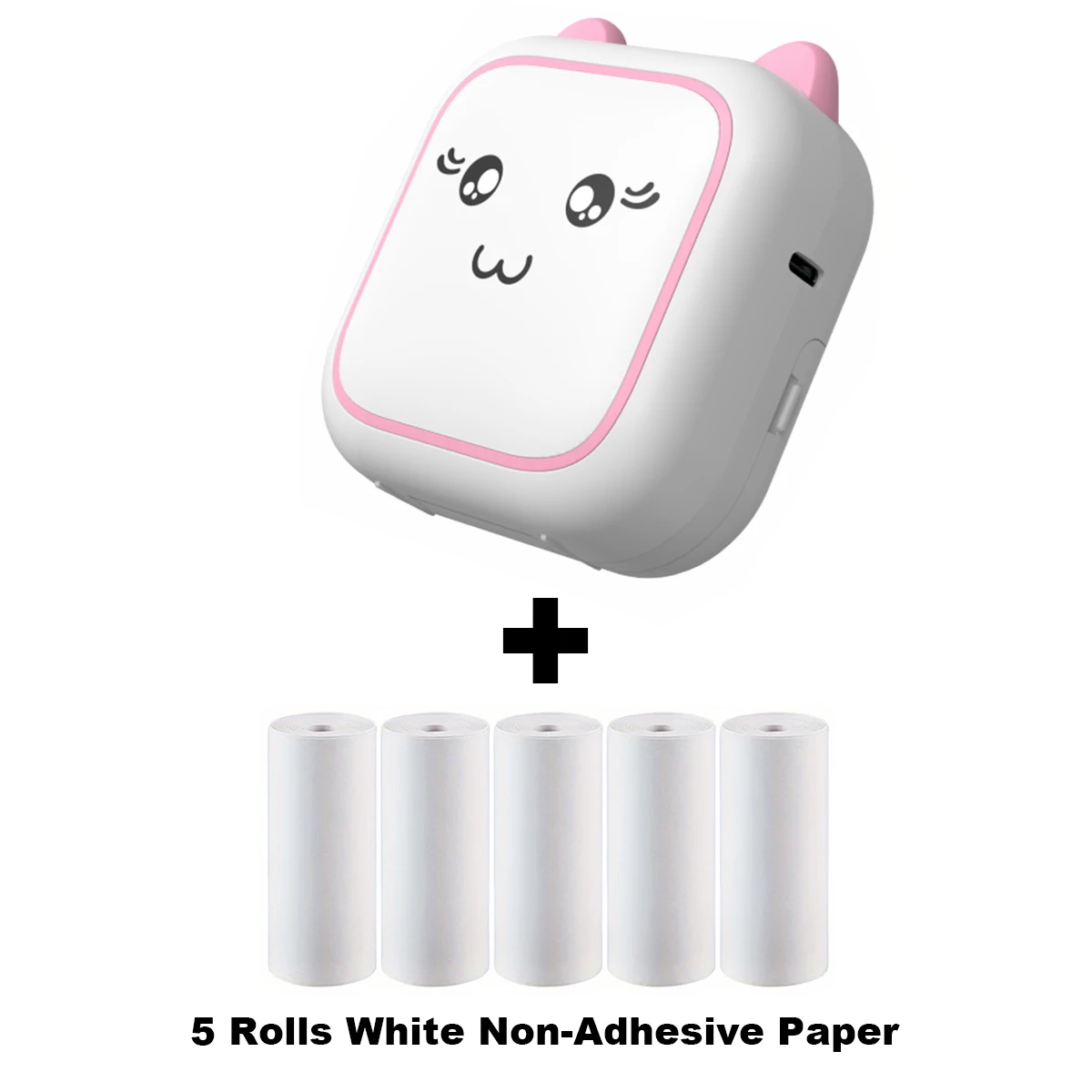 Mini Photo Pocket Printer Portable Ink-free Thermal C25 and 5Rolls 57mm white Paper Wireless 200dpi Android IOS Printing Machine