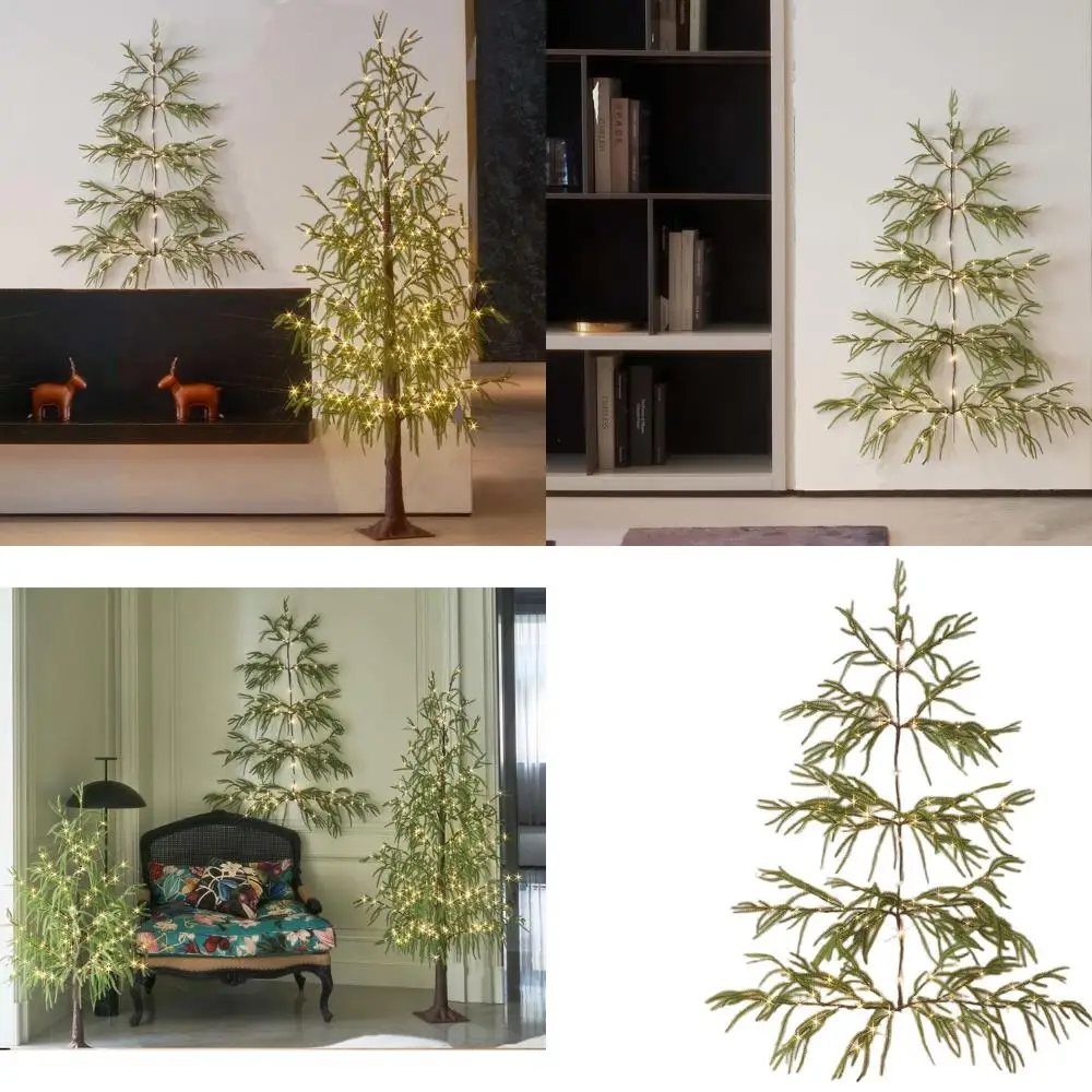 

Настенная елка Norfolk из сосны с предварительной подсветкой, 4 фута и таймером, 140 светодиодных гирлянд, рождественский декор для дома и улицы