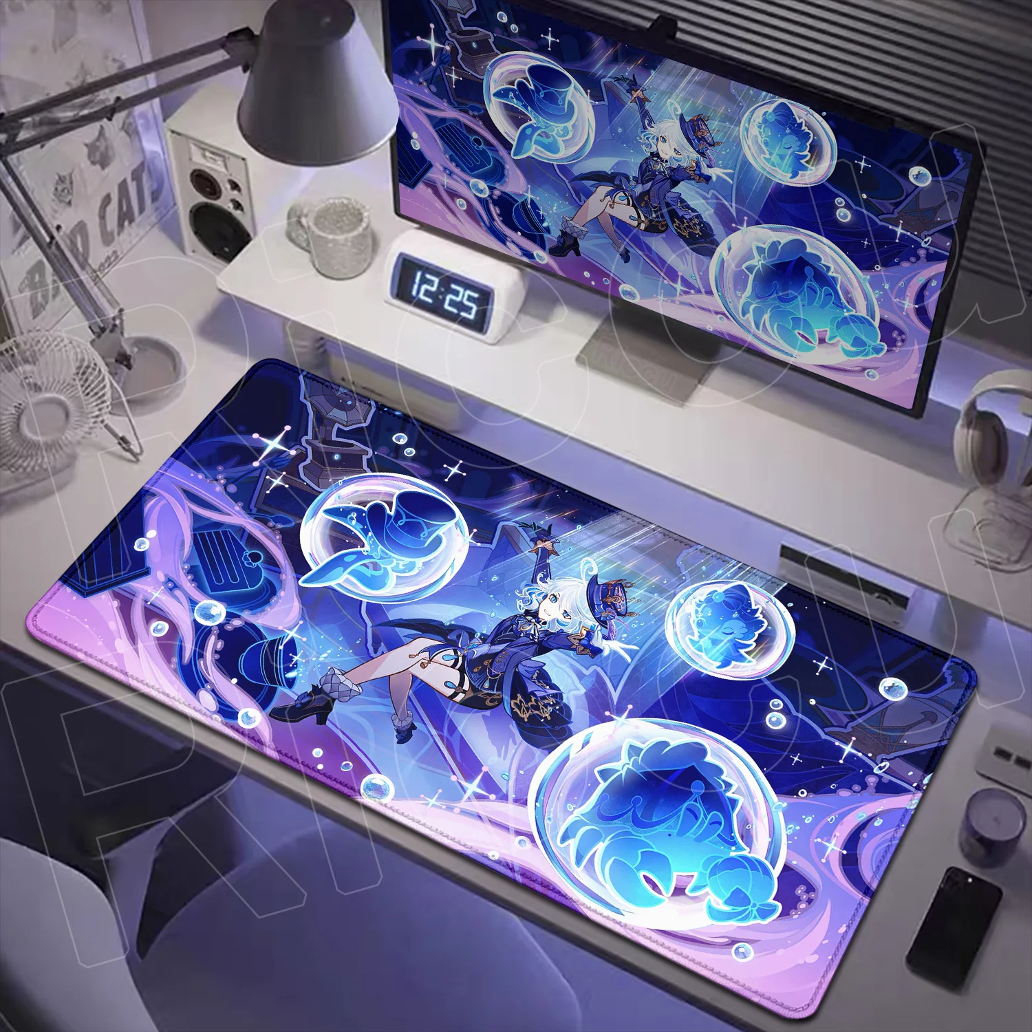

Anime Office Laptop 90x40cm Rubber Mouse Carpet Genshin Impact Cute Furina Gamer Keyboard Non-slip Deskmat PC Gaming Accessories