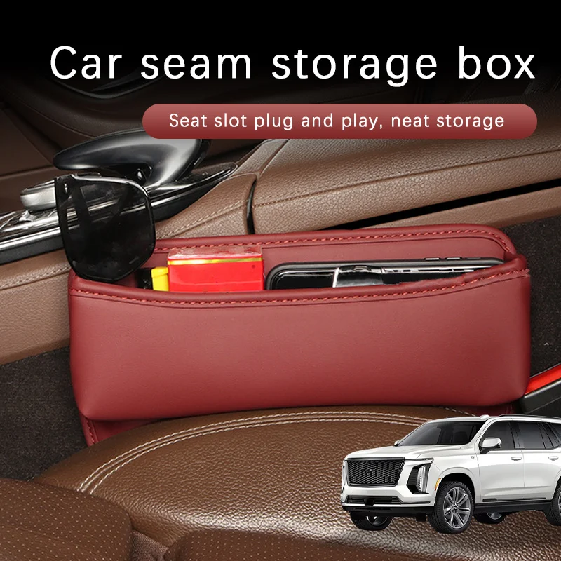 Car Seat Gap Storage Box Driver Front Auto Seat Gap Filler Organizer Wallet Keys Card Storage Box For Cadillac ESCALADE