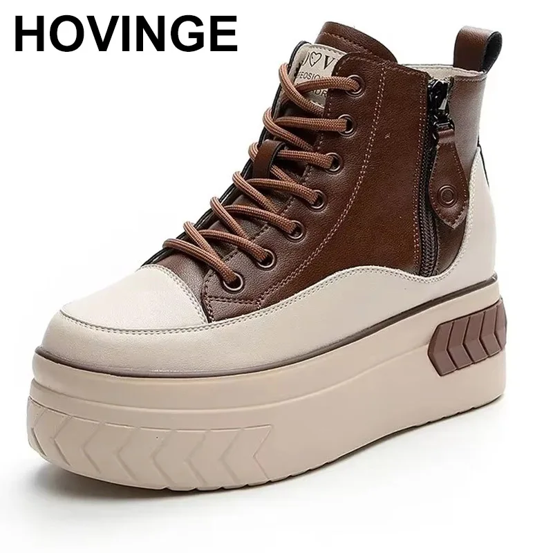 

2025 Platfrom Leather Sneakers Increase Height autumn spring women's sneakers High-soled sneakers High-top woman winter shoes