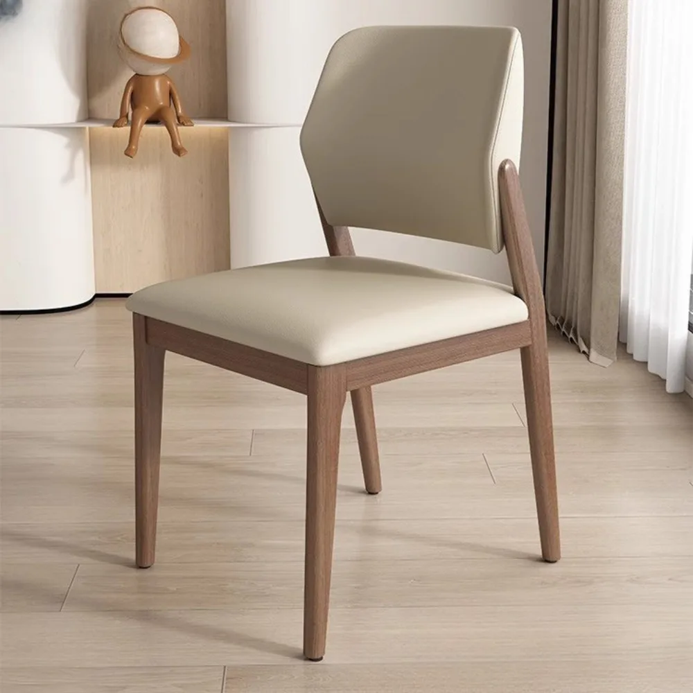 

Solid wood dining chairs, light luxury, modern Nordic backrest chairs, designed by simple natural wood, white wax wood, househol