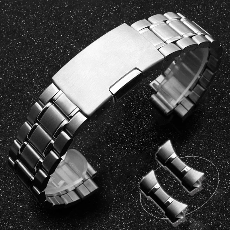 Curved End Metal Band 20mm 22mm Universal Replacement Strap for Seiko Bracelet Belt for Rolex Stainless Steel Watch Accessories