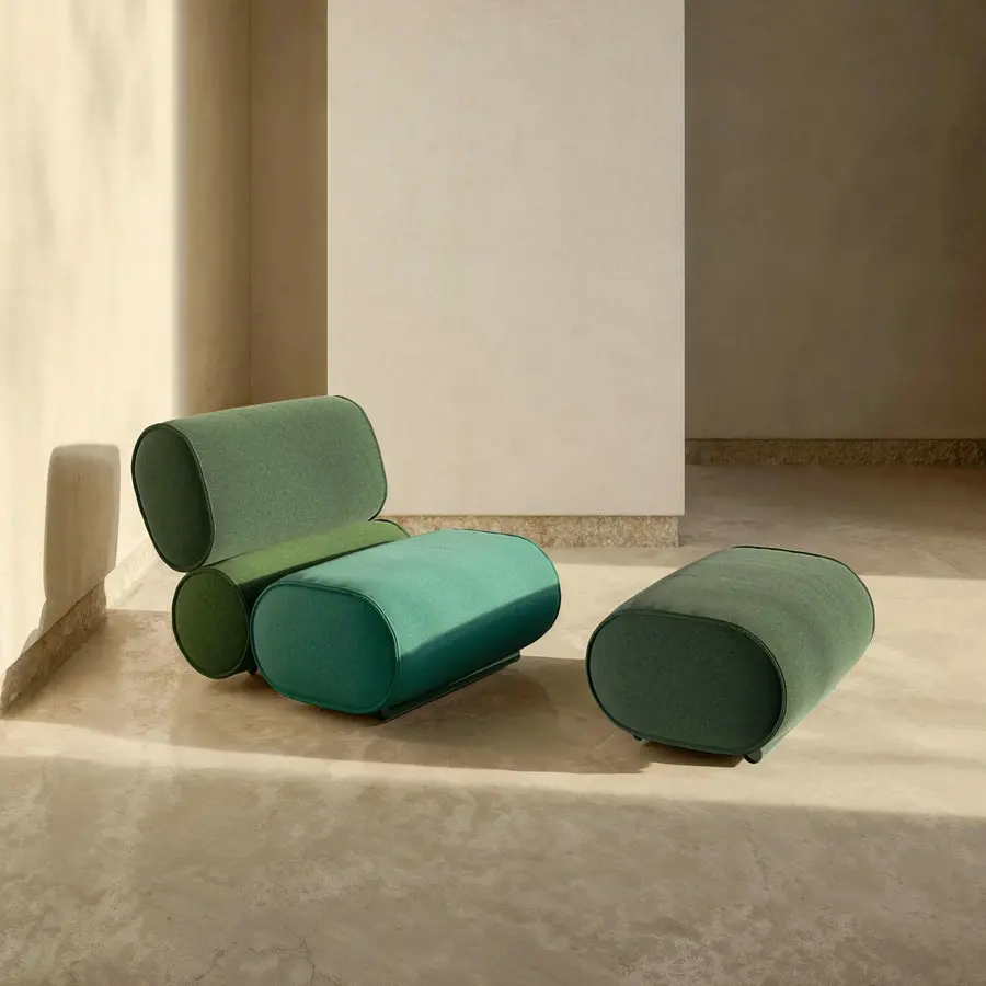 #Contemporary Italian Design Hotel Comfortable Tubular Metal Chaise Lounge Living Room Fabric Upholstered Sofa Chair for Bedroom