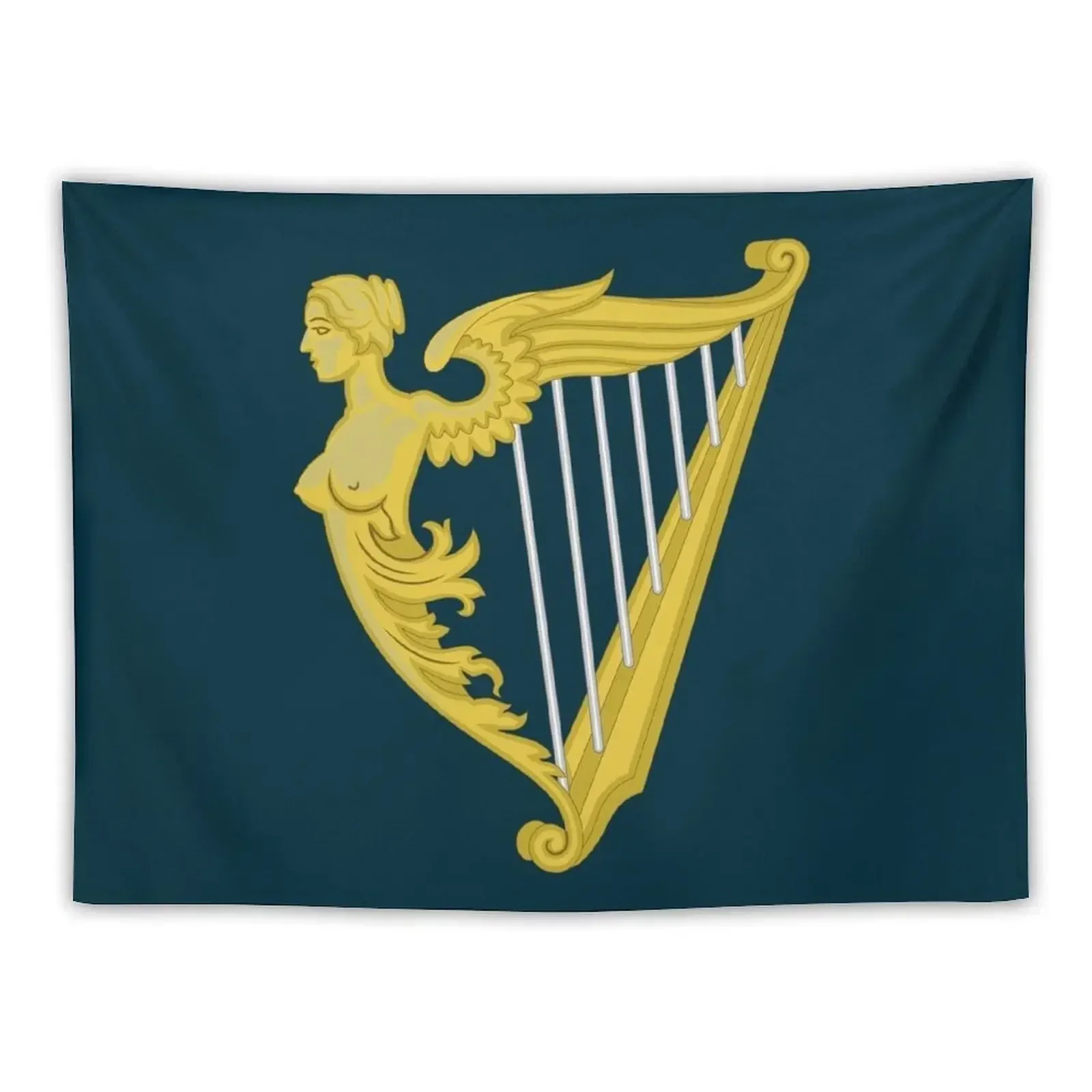 Coat of arms Kingdom of Ireland Celtic Harp Or gold harp with silver strings on a blue background Ireland's heraldic em Tapestry