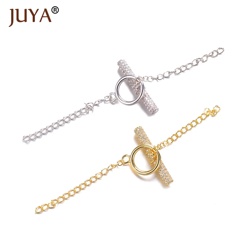 

Коннекторы для ювелирных изделий Juya, роскошная застежка-тогл из циркония ААА, шармы-звезды, круглая застежка OT, аксессуары для изготовления ювелирных изделий