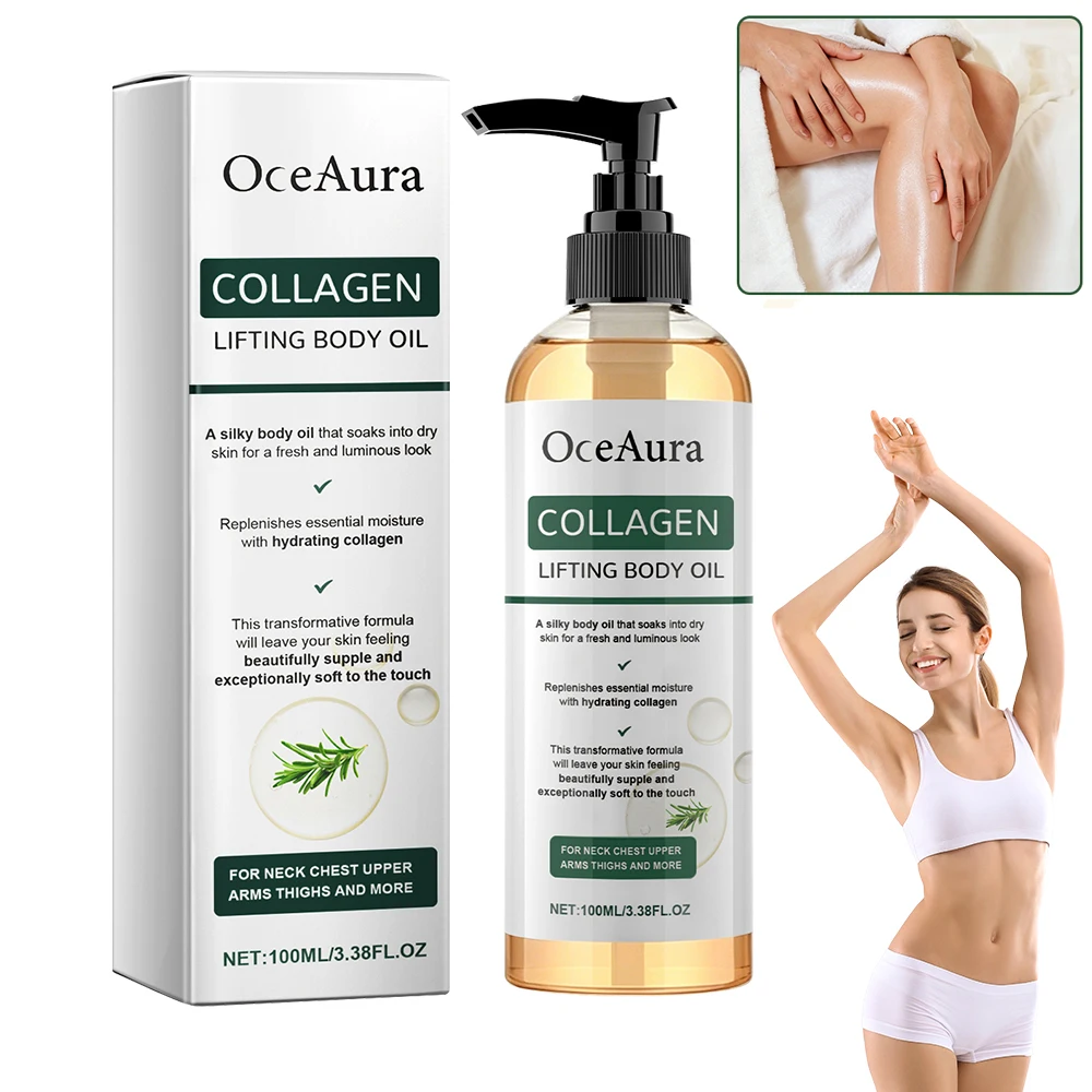 1/2 Unidades de Aceite Corporal de Colágeno para Reafirmar la Piel, Hidratación Profunda, Loción Corporal Suavizante, Aceite de Masaje de Romero para Reafirmar Brazos y Abdomen