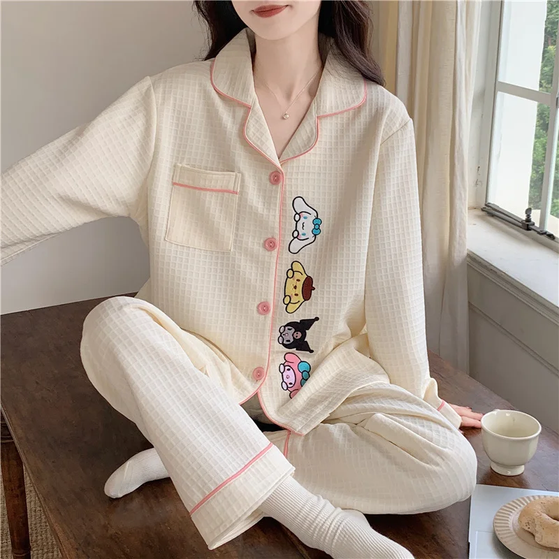 Sanrio Jade Cinnamon Dog Pajamas Winter Cotton Long Sleeve Two-piece Silk Pajamas Women\'s Hello Kitty Loungewear Women\'s Pajamas