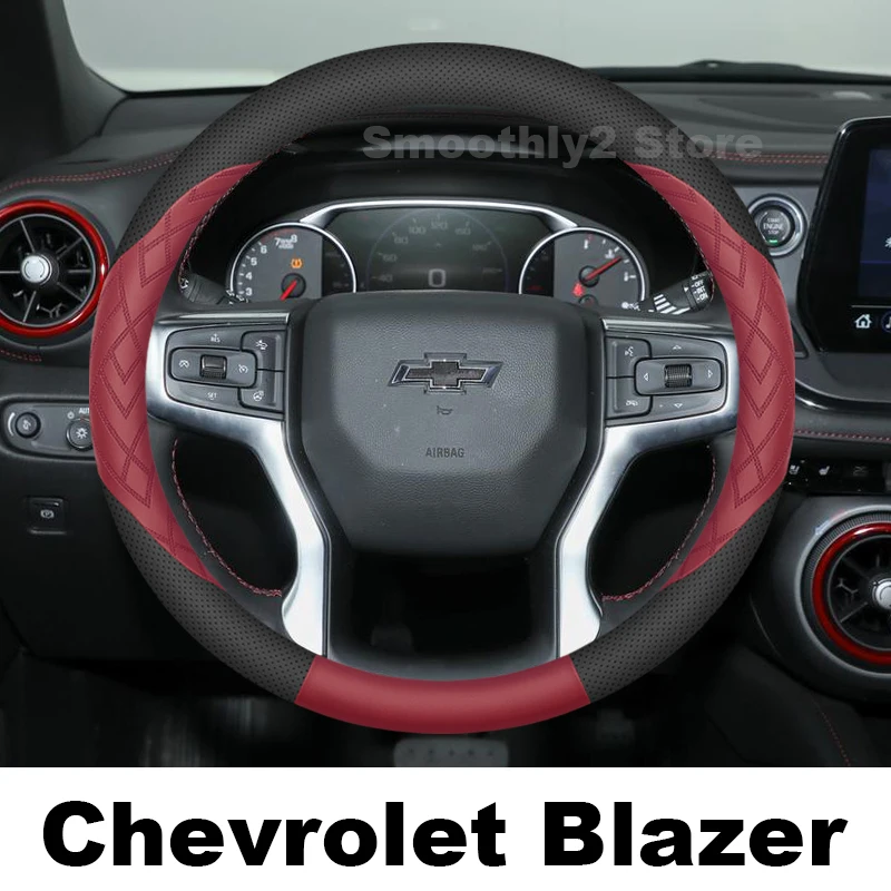 

Leather Car Steering Wheel Cover For Chevrolet Blazer 2020-2024 wear-resistant Auto Steering Wheel Cover interior Accessories
