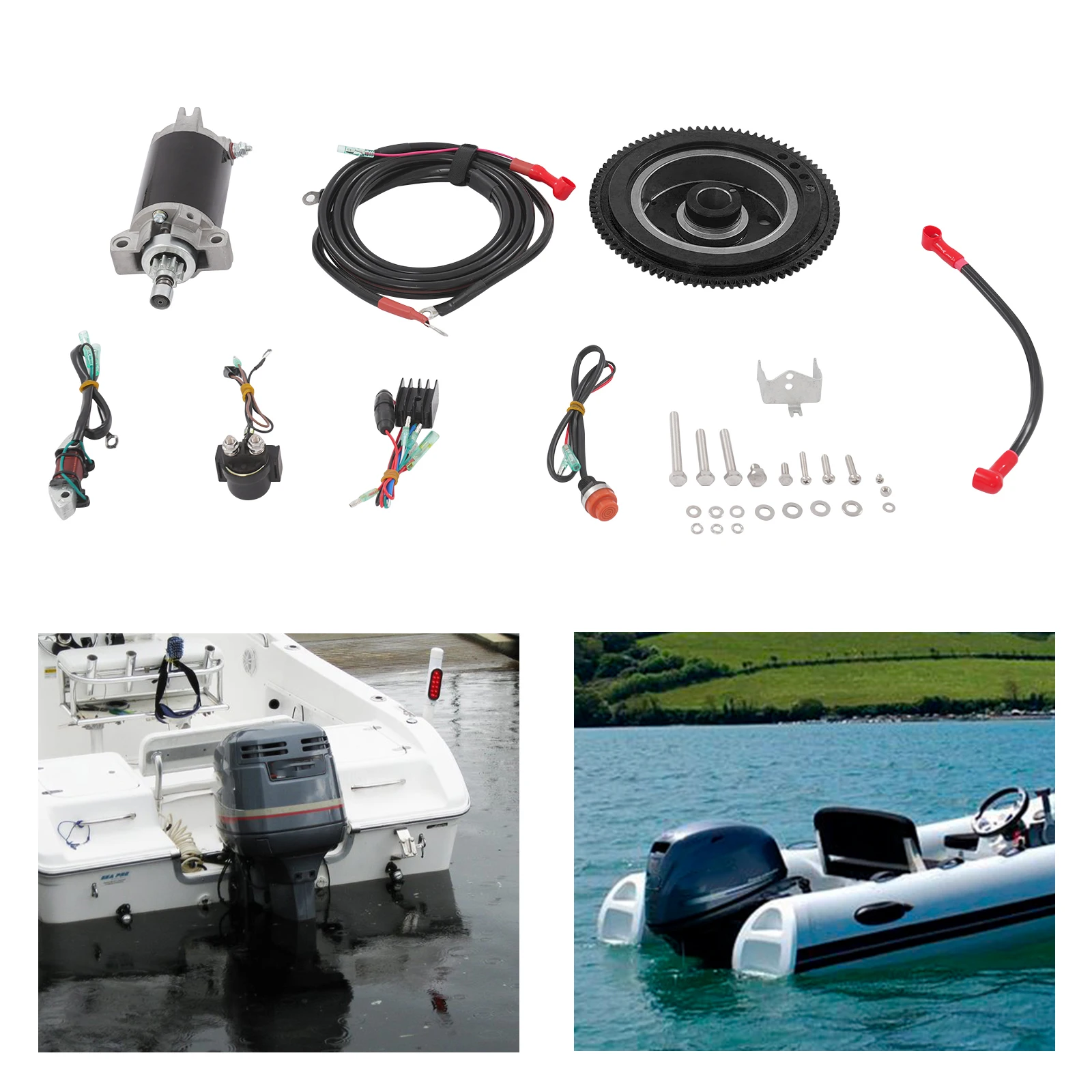 

2 Stroke 40PS Outboard Electric Start Kit Engine Starter Motor Conversion Kit for Yamaha 2-stroke 39.45HP/40PS Outboard Motors