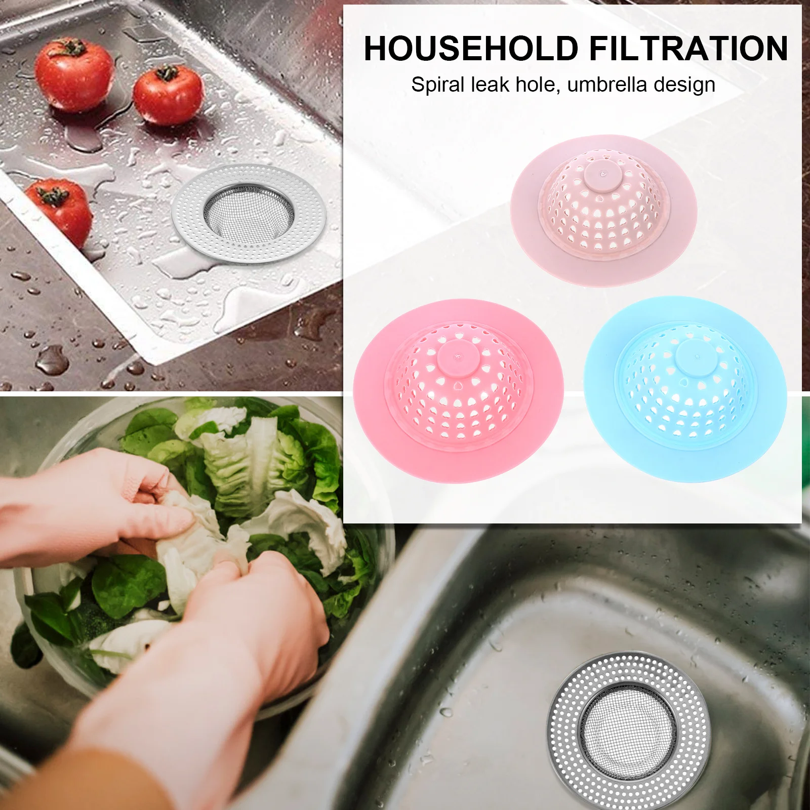 9 قطعة مصفاة استنزاف السيليكون الغذاء النفايات الماسك بالوعة تجفيف أداة للاستخدام المنزلي المطبخ ، أداة تجفيف حوض المطبخ #5