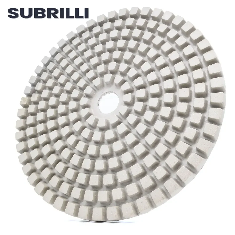 SUBRILLI 10 "بوصة الراتنج السندات عجلة تلميع الماس الأبيض لوحة تلميع الرطب D250mm حجر الجرانيت الرخام الخرسانة برتقالي القرص